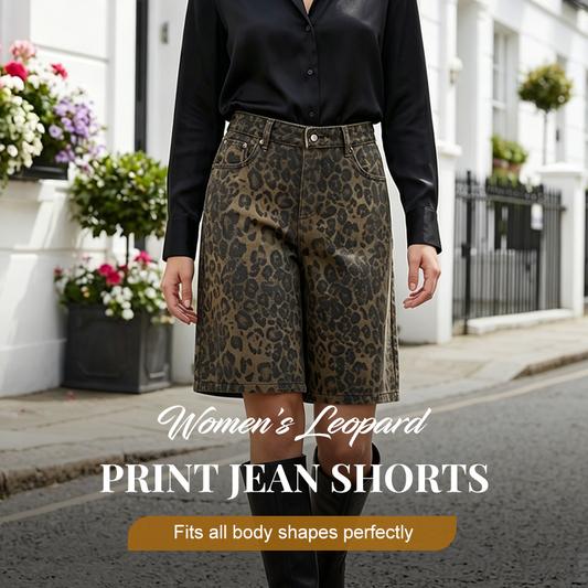 🩳 50% RABATT! 🐆 Damshorts i jeans med leopardmönster – Trendig & bekväm passform – Perfekt för sommaren, festivaler eller en tuff streetwear-look – sval denim som sitter skönt 🔥