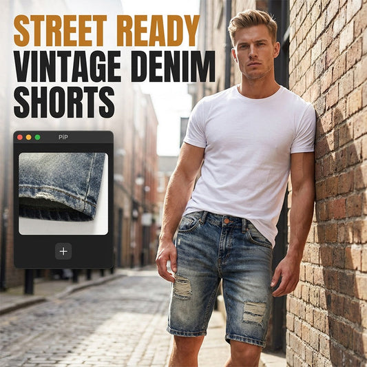 🔥NU 50 % RABATT!🔥 Vintage Destroyed Denim-Shorts