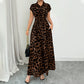 👗50% RABATT NU!🎀Elegant klänning med uppvikt krage och leopardmönster för dam