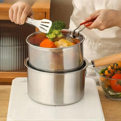 🍳 50% RABATT! ✨ Multifunktionell stekgryta i 304 rostfritt stål – kompakt oljesparande design, synligt glaslock & universell spisherdkompatibilitet – Hälsosam fritering för små familjer 🤘