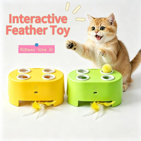 🐱 50% RABATT! ✨ Interaktiv kattleksak med mullvadsspel – 3 spellägen, roterande fjäder & USB-C uppladdning 🎯