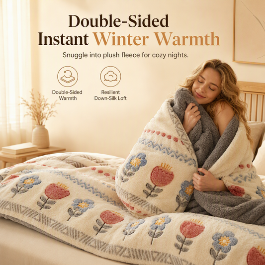 🛏️ 50 % RABATT NU! ❄️ Förtjockat dubbelsidigt vintertäcke i lammfleece & mjölksammet – varmt för höst och vinter ✨