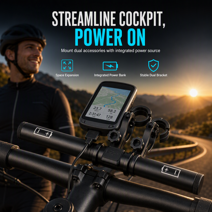 Förlängningsfäste för Cykelstyre med Inbyggd Powerbank & Lampfäste