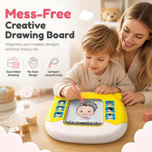 🎨 50% RABATT! ✨ Magnetisk Pärlritbräda för Barn – Fläckfri Styluspenna, Rolig Lockig Frisyrdesign & Omvänt Pärlläge – Bärbart Pedagogiskt Kreativt Lek för Små Konstnärer ✨