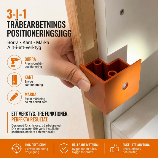 📢📢50% RABATT NU!! ⏰3-i-1 träbearbetningsinstallation för positionering och skåp returfjäder, borrning med 20 och 23 mm dubbelanvändbart rit- och trimverktyg