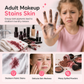 Kids Pretend Play Makeup Kit for Girls Stage Performance Cosmetics and Eyeshadow Toy Set with Carrying Case