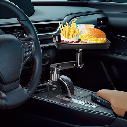 ⏳🔥LIMITED-TIME 50% OFF! 🚗 Car Cup Holder Tray: 360° Swivel, Extendable Surface, Phone Slot, Tool-Free Install