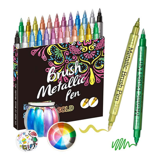 🖌️ 50% RABATT! ✨ Metalliska tuschpennor set – Rik metallisk glans, smidigt bläckflöde & kladdsäker finish – 12/24 färger för journaling, kort & DIY-pyssel 🎨