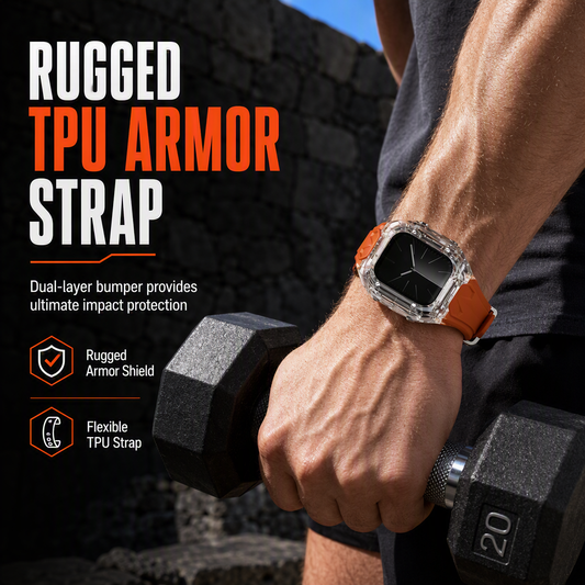 ⌚ 50% RABATT! ✨ Integrerat smartwatch-armband med robust skyddsfodral – Stöttåligt sportarmband (40–49 mm)