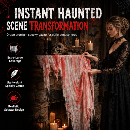 🎃 50% RABATT! 👻 Halloween kuslig spökväv & dekorationsnät 215 x 500 cm – Stor kuslig gasväv för spökhus & halloweenfest