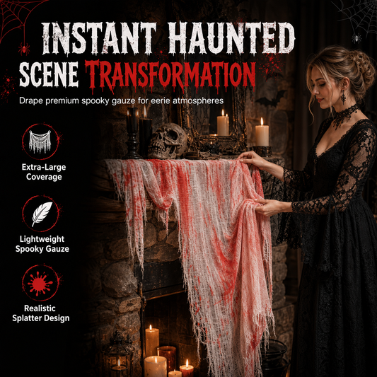 🎃 50% RABATT! 👻 Halloween kuslig spökväv & dekorationsnät 215 x 500 cm – Stor kuslig gasväv för spökhus & halloweenfest