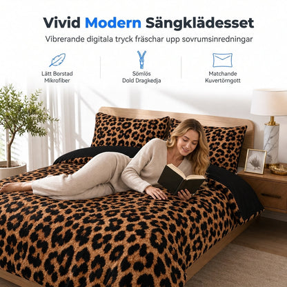 💥 50% rabatt – Geometriskt anime-sängklädesset med leopardmönster,  2–3-delat set: påslakan & örngott ✨🛌