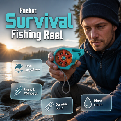 🎣 50% RABATT! ✨ Bärbar spölös fickfiskerulle – Kompakt handrulle i 304 rostfritt stål för brygg- & strandfiske