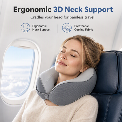 U-formad resekudde i memory foam med svalkande överdrag och magnetspänne