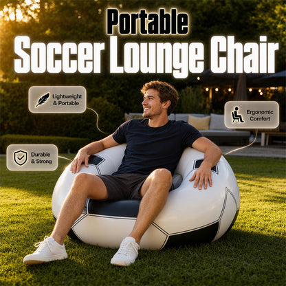 ⚽ 50% RABATT! ✨ Uppblåsbar fotbollsformad soffa / fåtölj i PVC – Bekväm loungestol för hem, trädgård & camping