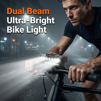 🚴 50 % RABATT NU! 💡 Cykellampa med dubbla ljusbilder – 30 LED, batteridisplay & upp till 20 timmars batteritid ✨