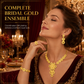 📢📢50 % RABATT !! ⏰24K guldpläterat bröllopssmyckeset – halsband, armband, ring och örhängen i indisk stil från Dubai för kvinnor