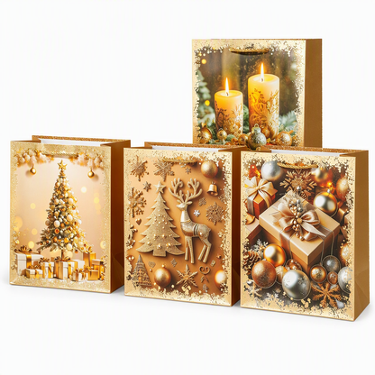 ⏳ 50 % rabatt! Eleganta julklappspåsar med handtag, 12-pack 🎄🎁