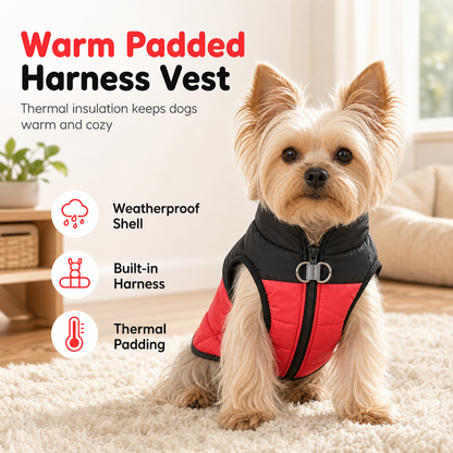 🐕 50% RABATT! ✨ Varm och vindtät hundväst med inbyggd sele – Förtjockat vintertäcke för små, medelstora & stora hundar