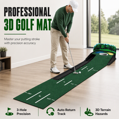 ⛳ 50% RABATT! ✨ Bärbar puttingmatta för golf med automatisk bollretur – Träningsgreen för hem & kontor
