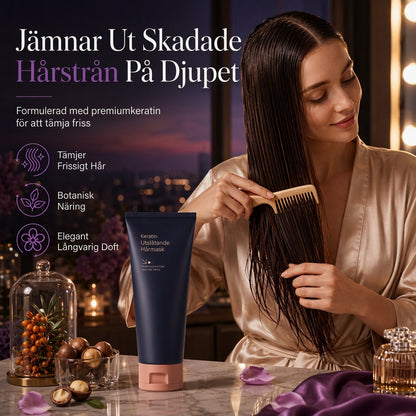 🧼 50 % RABATT 💇 Keratin Utjämnande Hårmask 320ml Närande och Reparerande Behandling för Torrt, Frissigt och Skadat Hår 🧴