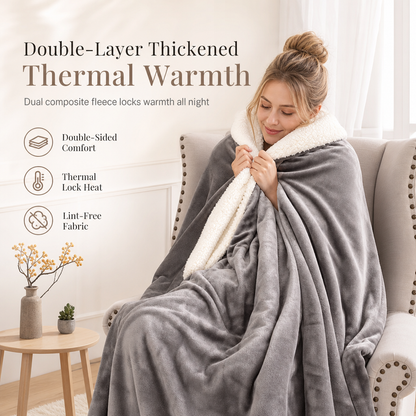 🛋️ 50% RABATT! ✨ Dubbelsidig tjock flanell- & sherpapläd – Varm, mjuk & lyxig fleecefilt