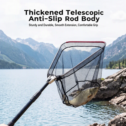 🎣 50% RABATT! ✨ Hopfällbar Teleskopisk Fiskhåv i Aluminium – Gummerat Nät & Förstärkt Ram 🐟