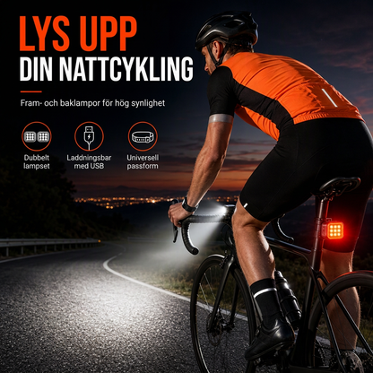 🚴 50 % RABATT NU! 🌙 Kraftigt cykelljus för mountainbike – framlampa & baklykta för säker nattcykling 💡