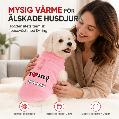 🐾 50% RABATT NU ✨ Varmt husdjurströja med kopplingsring — "Love Dad & Mum"-design ❄️