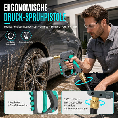 🚗 50% RABATT! ⚡ Kompakt Högtryckspistol 280 Bar – Ergonomiskt Spolhandtag i Mässing/Rostfritt Stål 💦