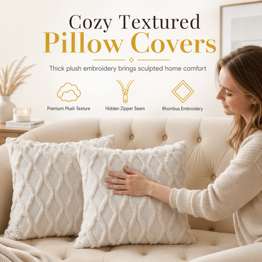 ✨ 50% RABATT! 🛋️ Mjukt Plysch Kuddöverdrag med Geometriskt Rombmönster – Lyxigt & Skönt Kuddfodral för Soffa & Säng 🤍