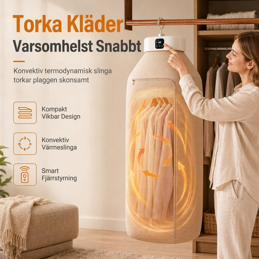 ♨👚 Bärbar hopvikbar torktumlare – minitorkmaskin med fjärrkontroll för resor och hemmabruk 🧺