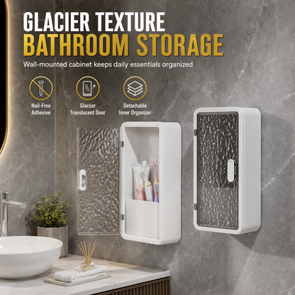 🚿 50 % RABATT NU! ❄️ Badrumsförvaring med glaciärstruktur – självhäftande, borrfri & med dräneringshål 💧