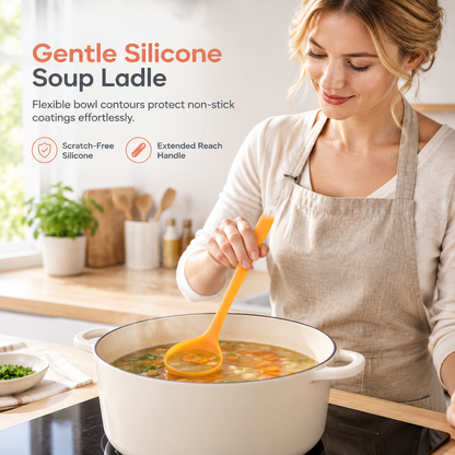🍲 50% RABATT! ✨ Värmetålig Soppslev i Silikon – Skonsam & Repfri Köksslev för Non-Stick Kokkärl 🥄💖