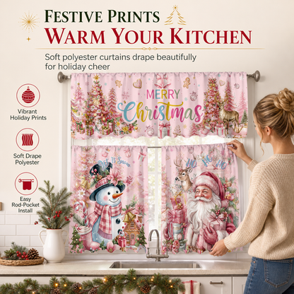 🔥50% OFF!!📢🎄 Christmas Kitchen Curtains Set – Festive Charm for Your Kitchen Windows ✨