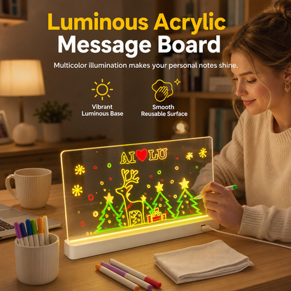 ✨ 50% RABATT! 💡 Lysande Akryl-Anteckningstavla med LED & Stativ – Återanvändbar Självlysande Meddelande- & Kom-ihåg-tavla 📝