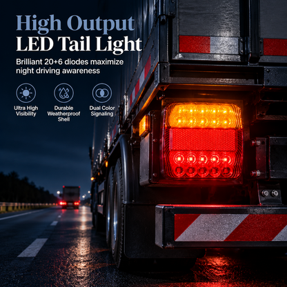 🚛 50 % RABATT UNDER BEGRÄNSAD TID! 💡 Tvåfärgade bakljus med 26 lysdioder – starka, vattentäta, 12 V/24 V ✅
