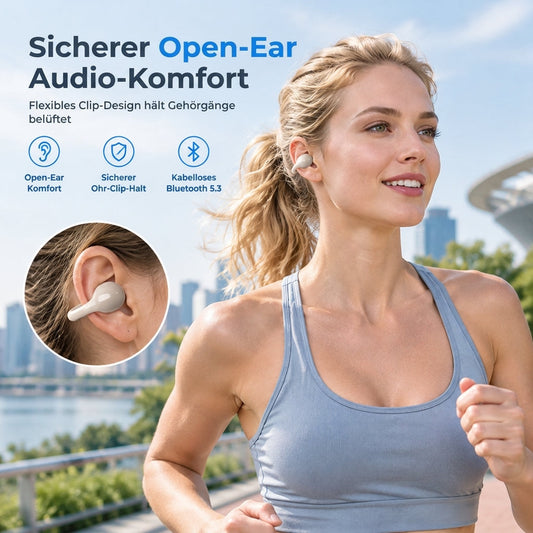 ⏳Tidsbegränsat erbjudande⏳ 📢📢50 % RABATT !!⏰Trådlösa open-ear Bluetooth-hörlurar med clip-on för sport