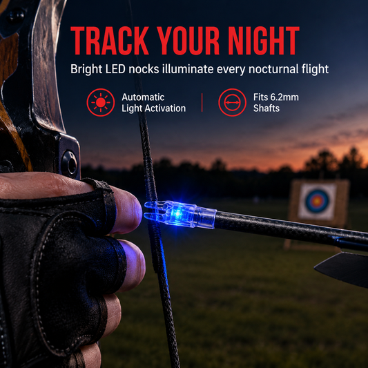 🎯 50% RABATT! ✨ Automatisk LED-Pilnock för 6,2 mm Pilskaft – Ljusstark & Vattentät Lysande Pilnock för Bågskytte 🏹