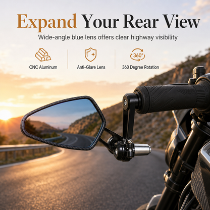 🏍️ 50% RABATT! ✨ CNC Styrändsbackspeglar i Aluminium för Motorcykel – Antireflex & Konvext Glas för Brett Synfält 🏁