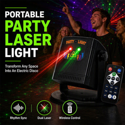 🎉 50% RABATT! ✨ Uppladdningsbar Party-Laserlampa med Fjärrkontroll – Ljudstyrd Diskolampa med 68 Mönster 🪩