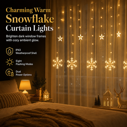 ❄️ 50% RABATT! ✨ LED Snöflinga Gardinbelysning – Vattentät & festlig dekoration ✨